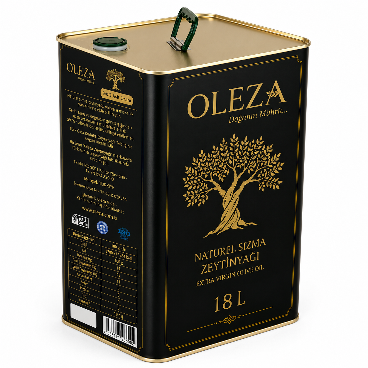 Oleza Natürel Sızma Zeytinyağı 18 Litre